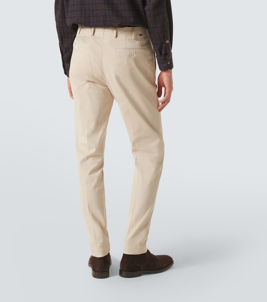 Pleated cotton tapered pants | Slowear