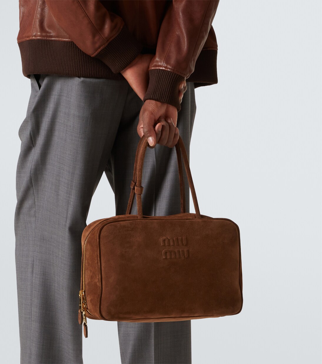 Logo suede tote bag | Miu Miu