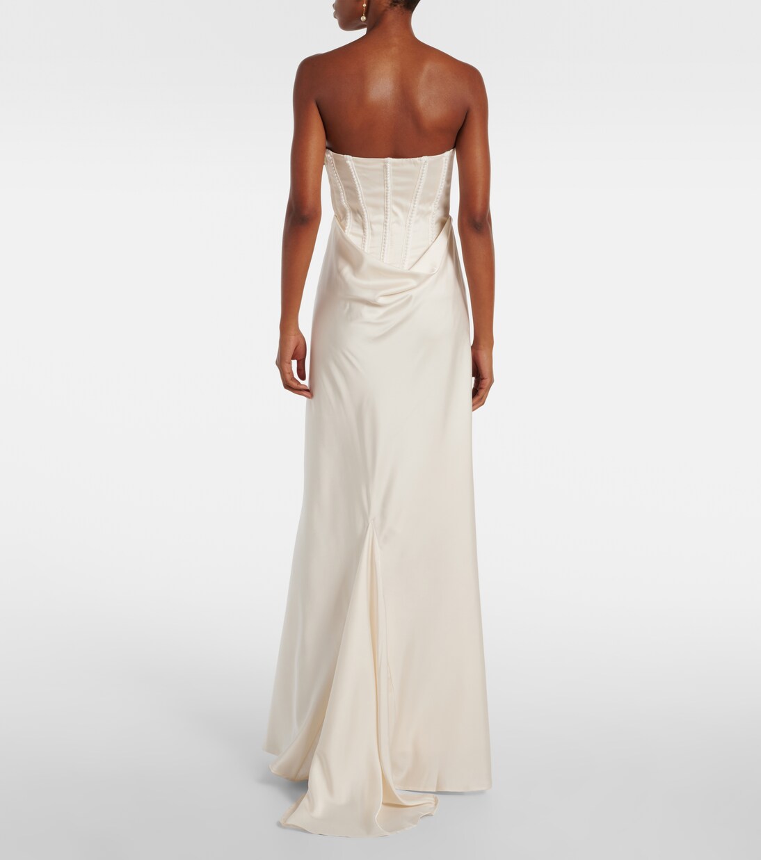 Bridal Maxikleid aus Satin mit Zierperlen | Rotate