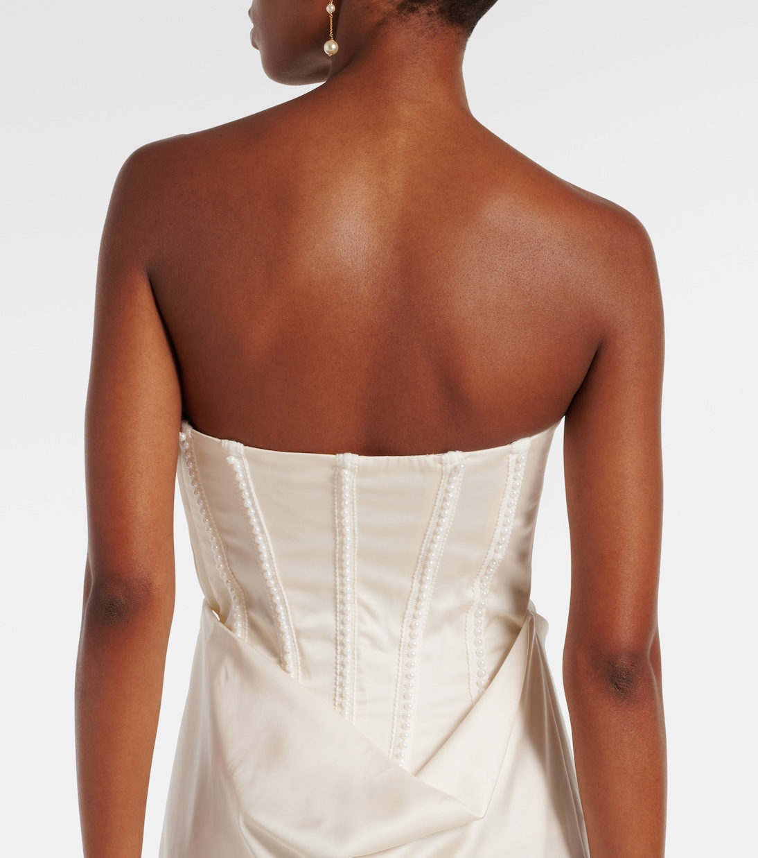 Bridal Maxikleid aus Satin mit Zierperlen | Rotate