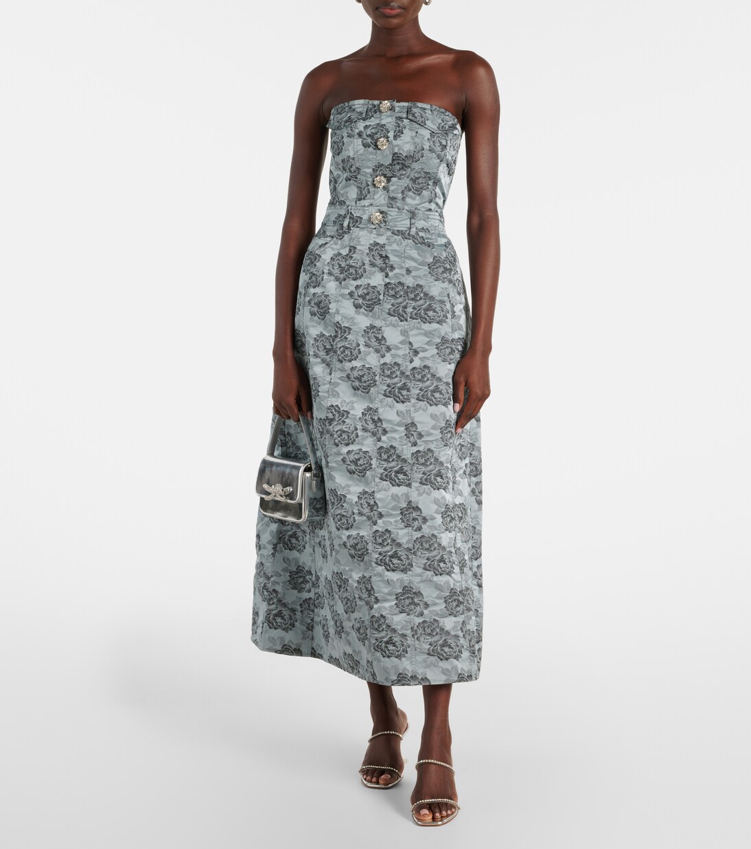 Robe midi en jacquard à fleurs | Ganni