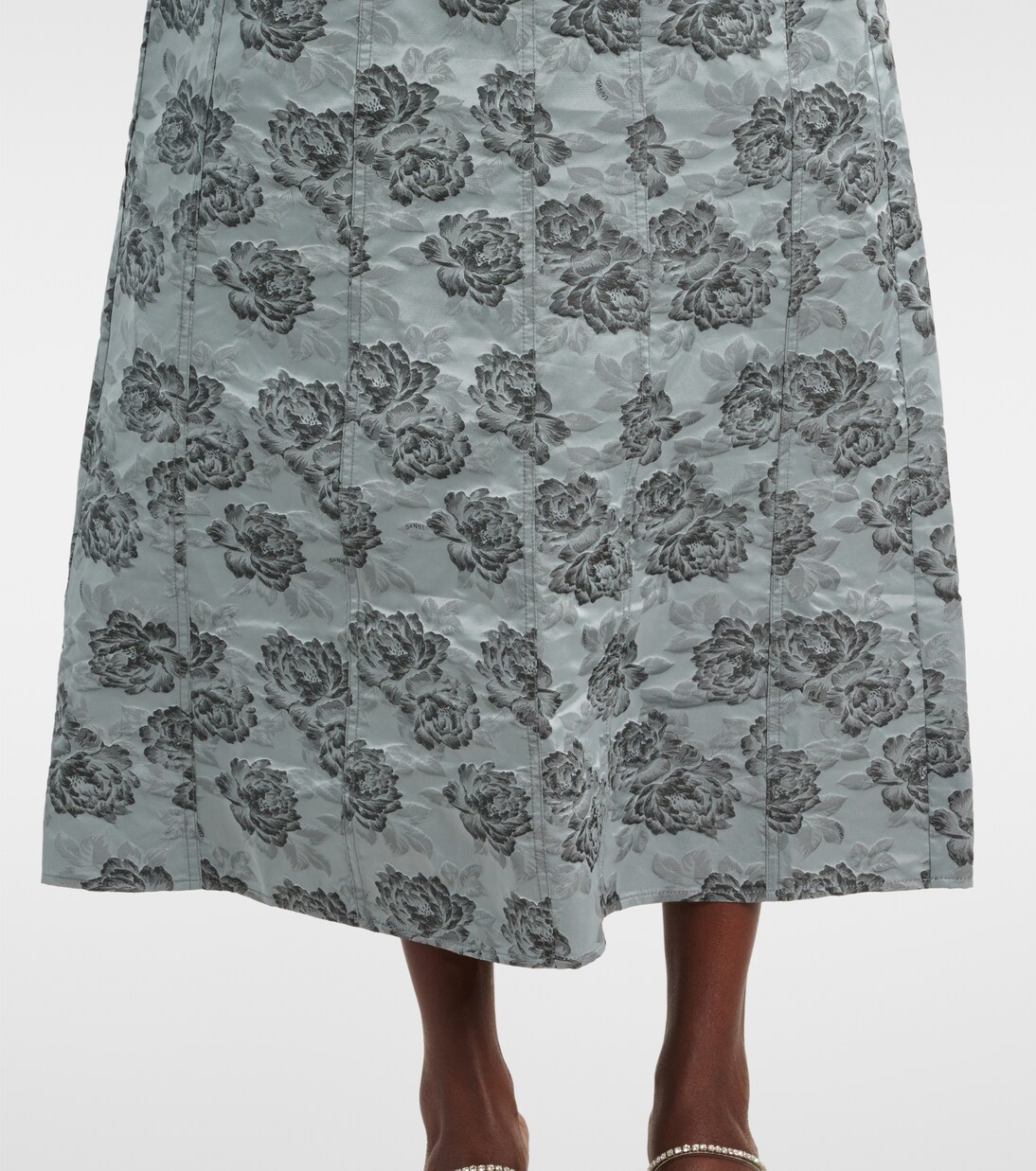 Robe midi en jacquard à fleurs | Ganni