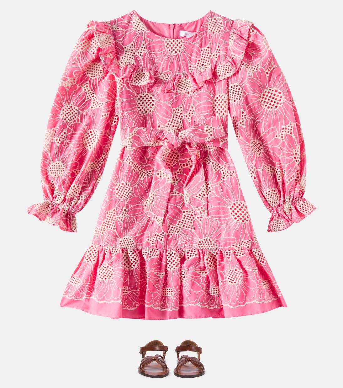 Embroidered cotton voile dress | Patachou