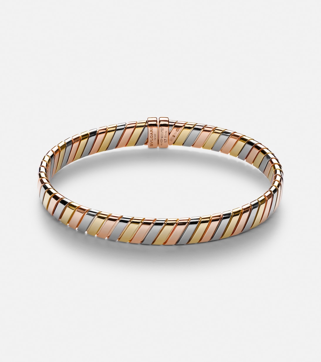 Bvlgari Tubogas 18kt yellow, rose, and white gold bracelet | Bvlgari