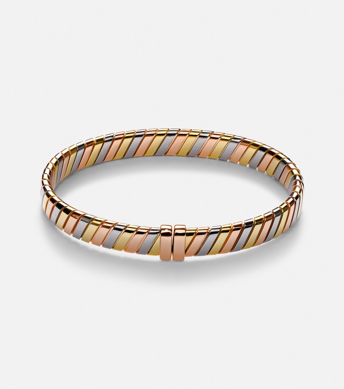 Bvlgari Tubogas 18kt yellow, rose, and white gold bracelet | Bvlgari