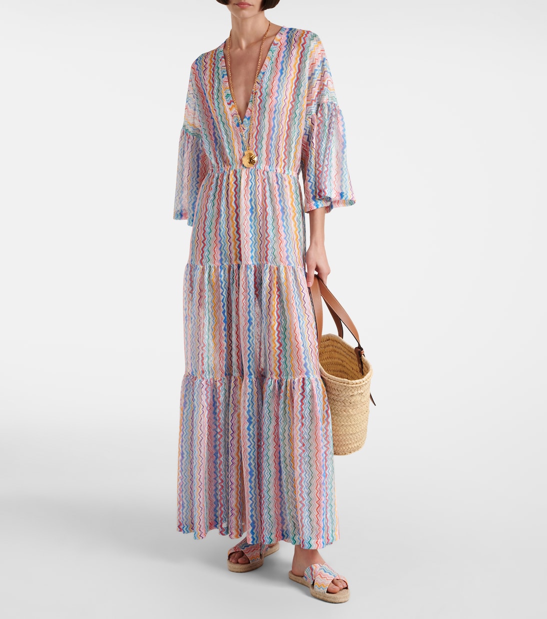 Zigzag sheer tiered beach dress | Missoni