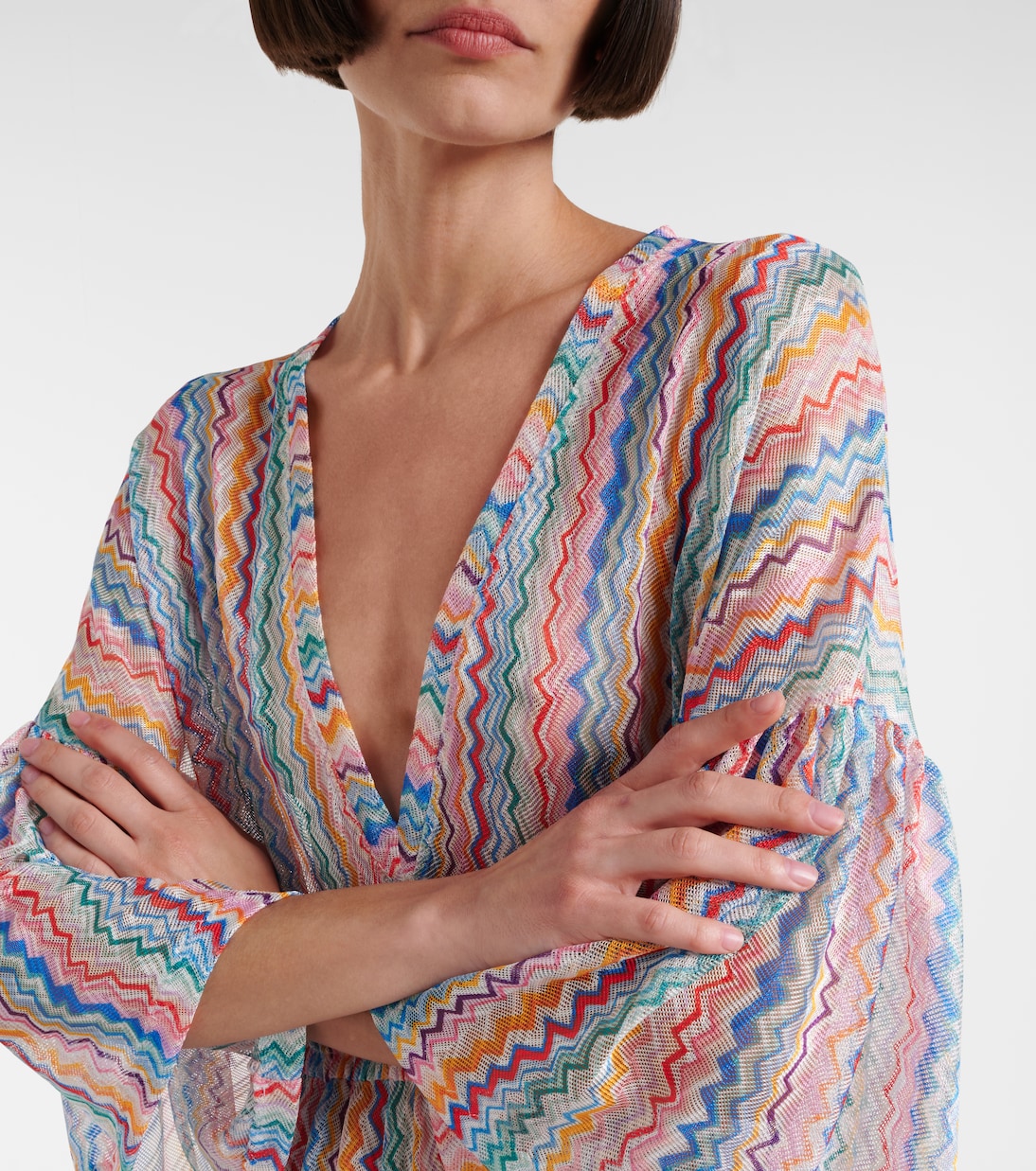 Zigzag sheer tiered beach dress | Missoni
