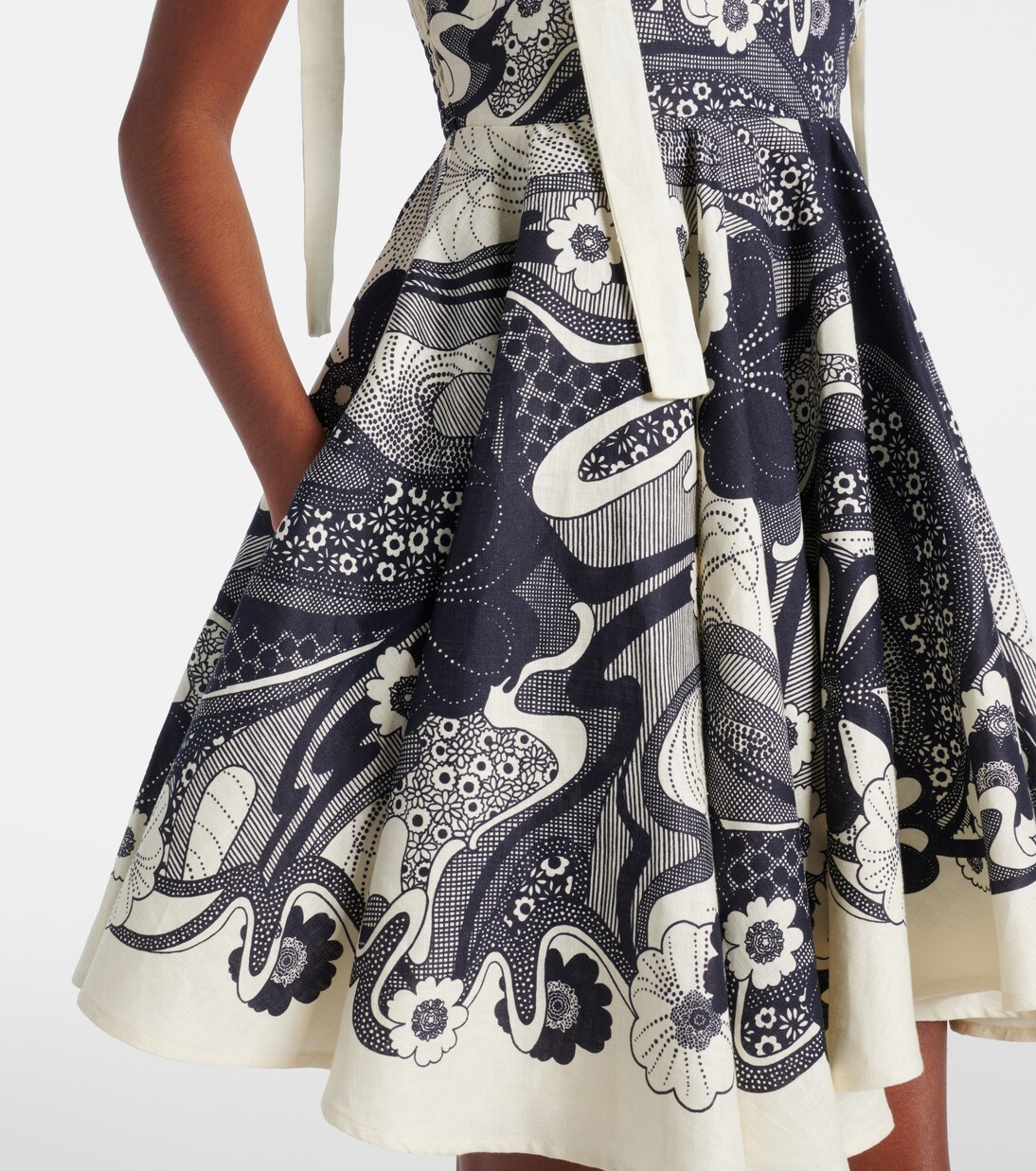 فستان قصير من الكتان بطبعات الورود Mickey | Alémais