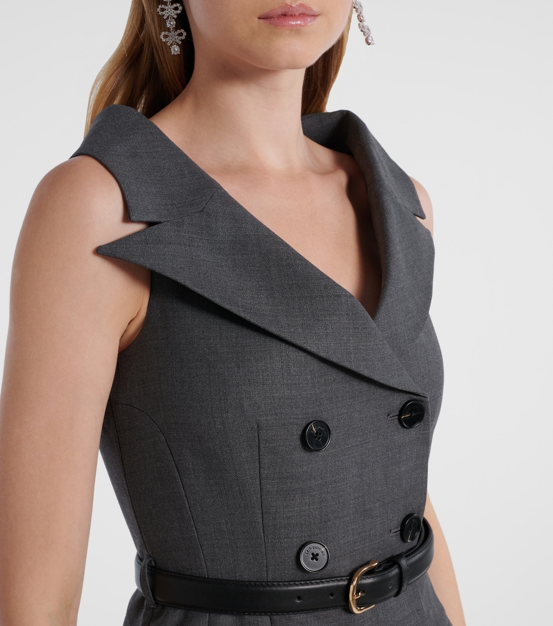 Robe midi en laine mélangée | Self-Portrait