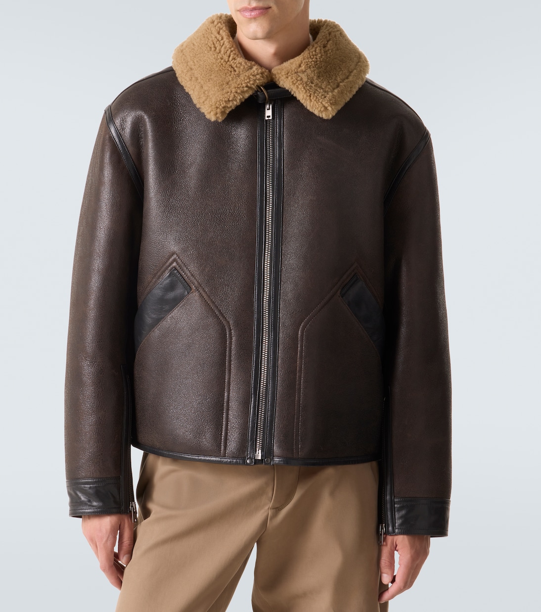 Shearling-lined leather jacket | Lemaire