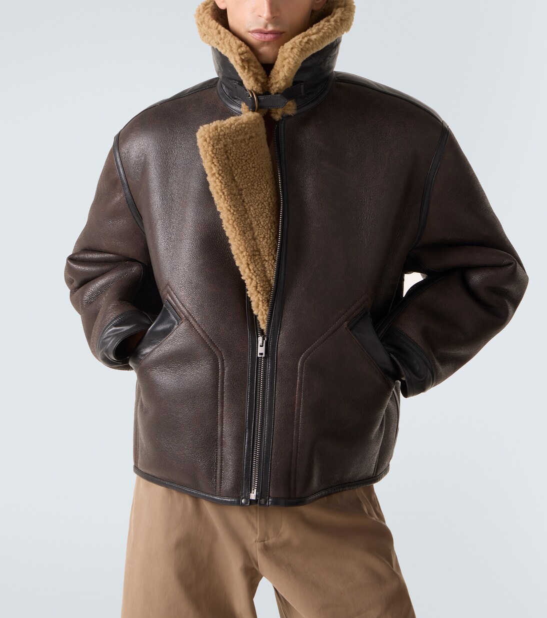 Shearling-lined leather jacket | Lemaire