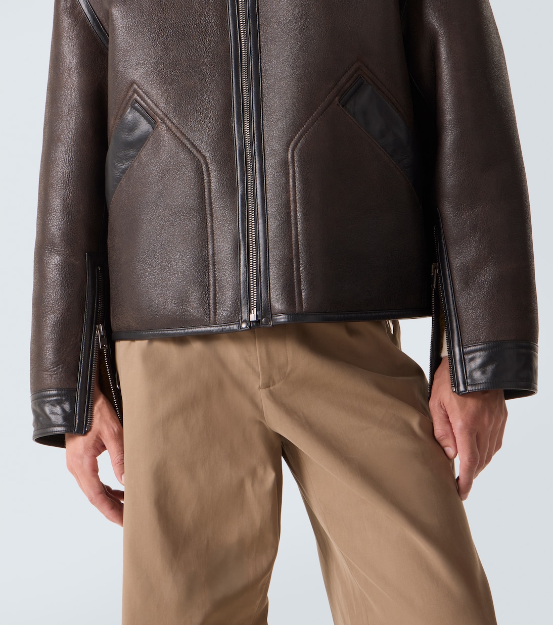 Shearling-lined leather jacket | Lemaire