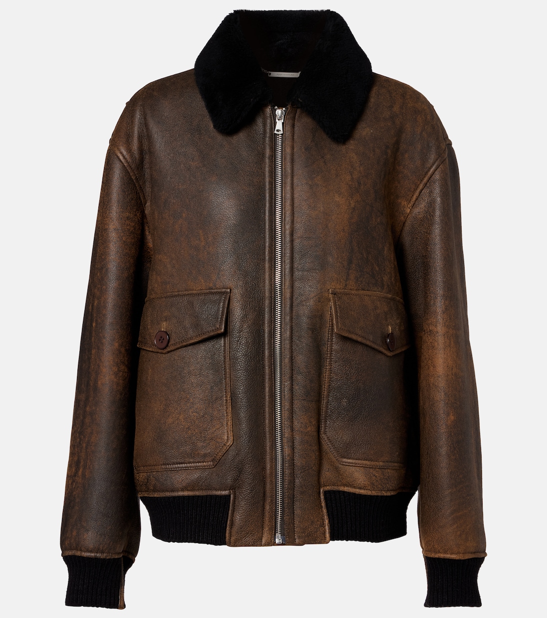 Anton shearling-lined leather bomber jacket | Nour Hammour