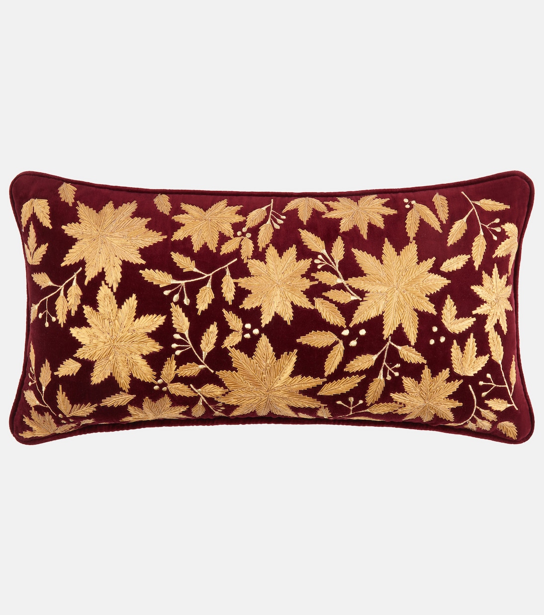 Embroidered cotton velvet cushion | Les-Ottomans