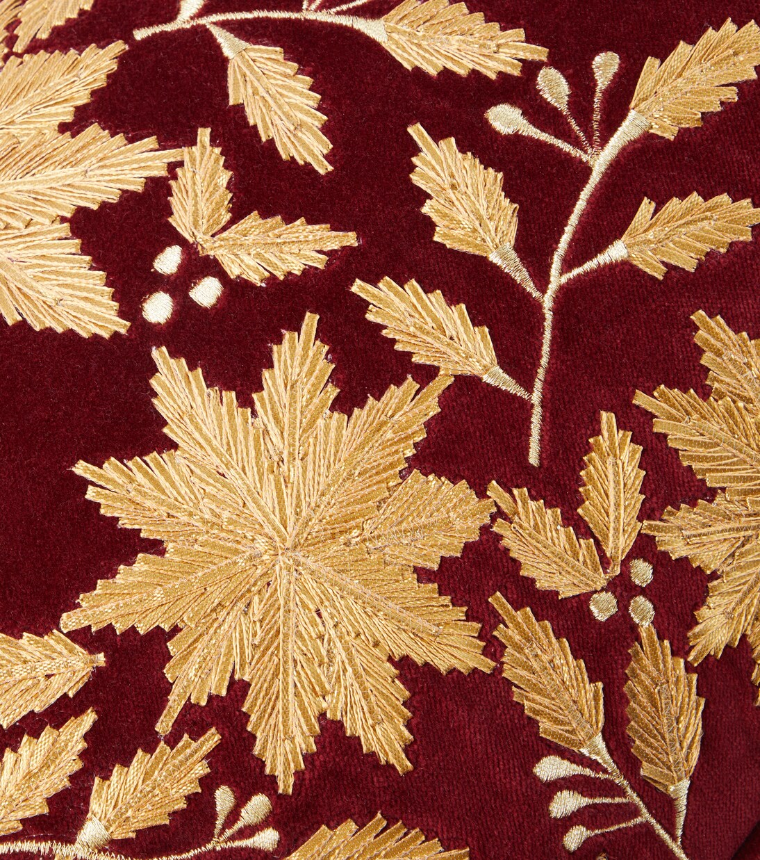 Embroidered cotton velvet cushion | Les-Ottomans