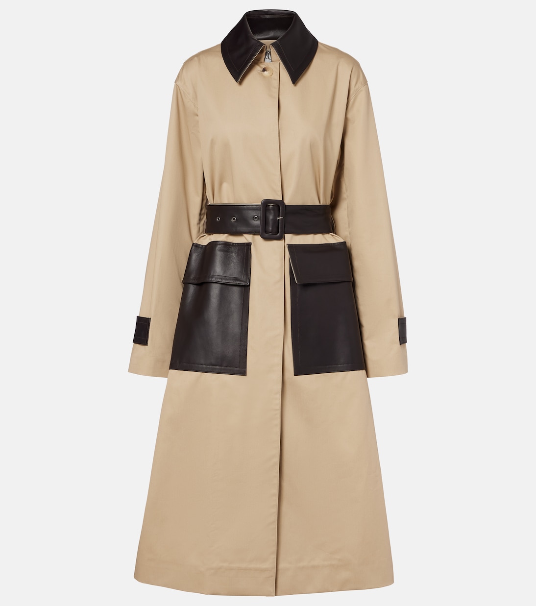 Zaman leather-trimmed cotton trench coat | Joseph