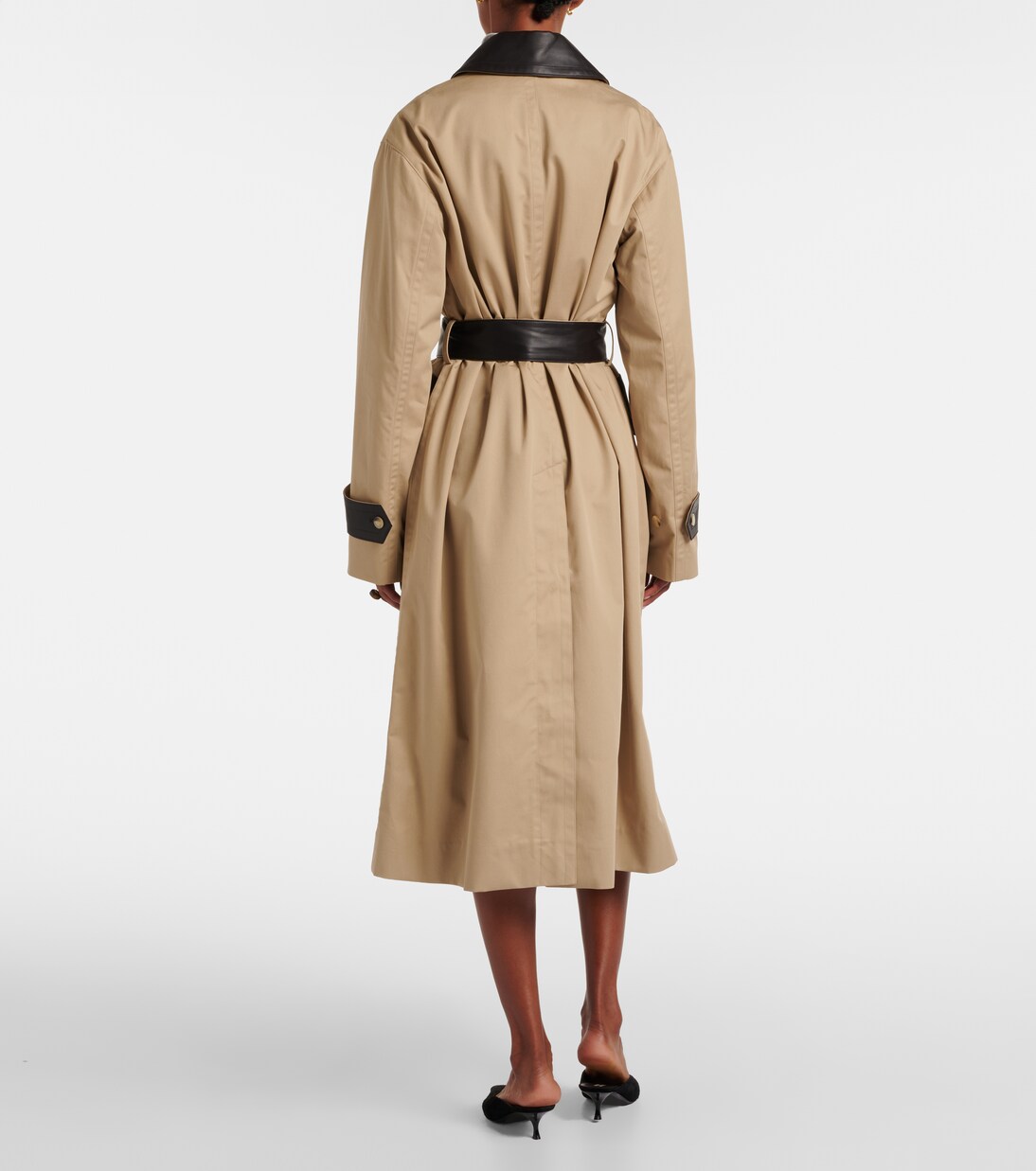 Zaman leather-trimmed cotton trench coat | Joseph