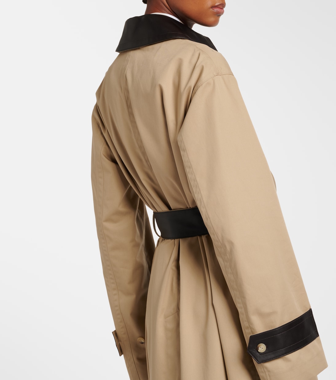 Zaman leather-trimmed cotton trench coat | Joseph
