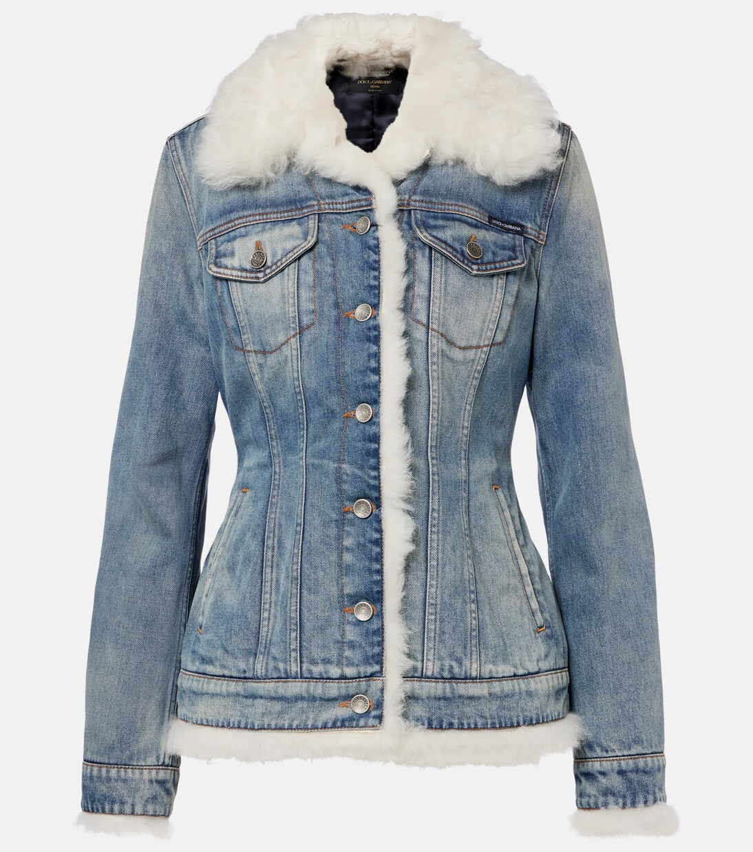 Shearling-trimmed denim jacket | Dolce&Gabbana