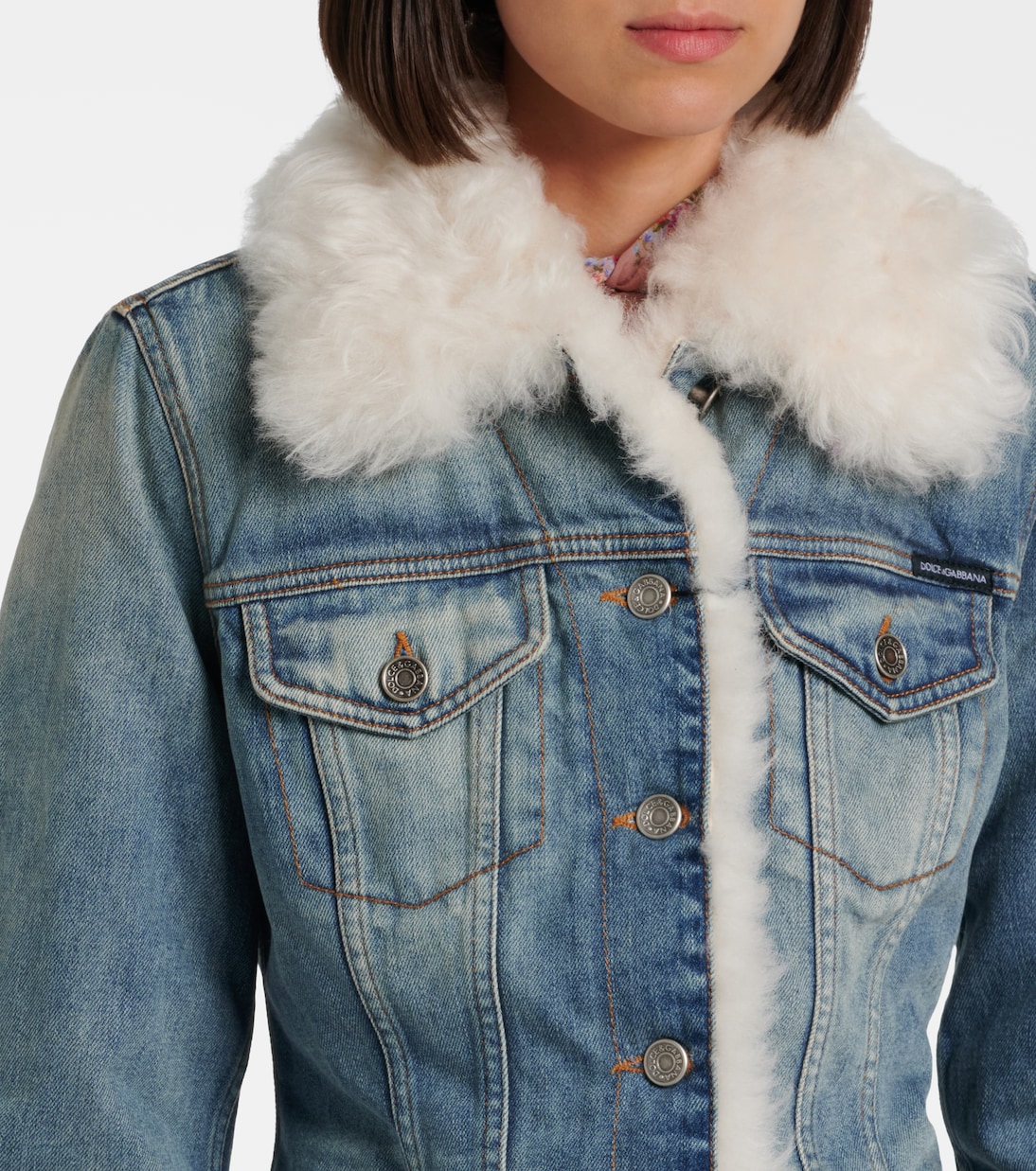 Shearling-trimmed denim jacket | Dolce&Gabbana