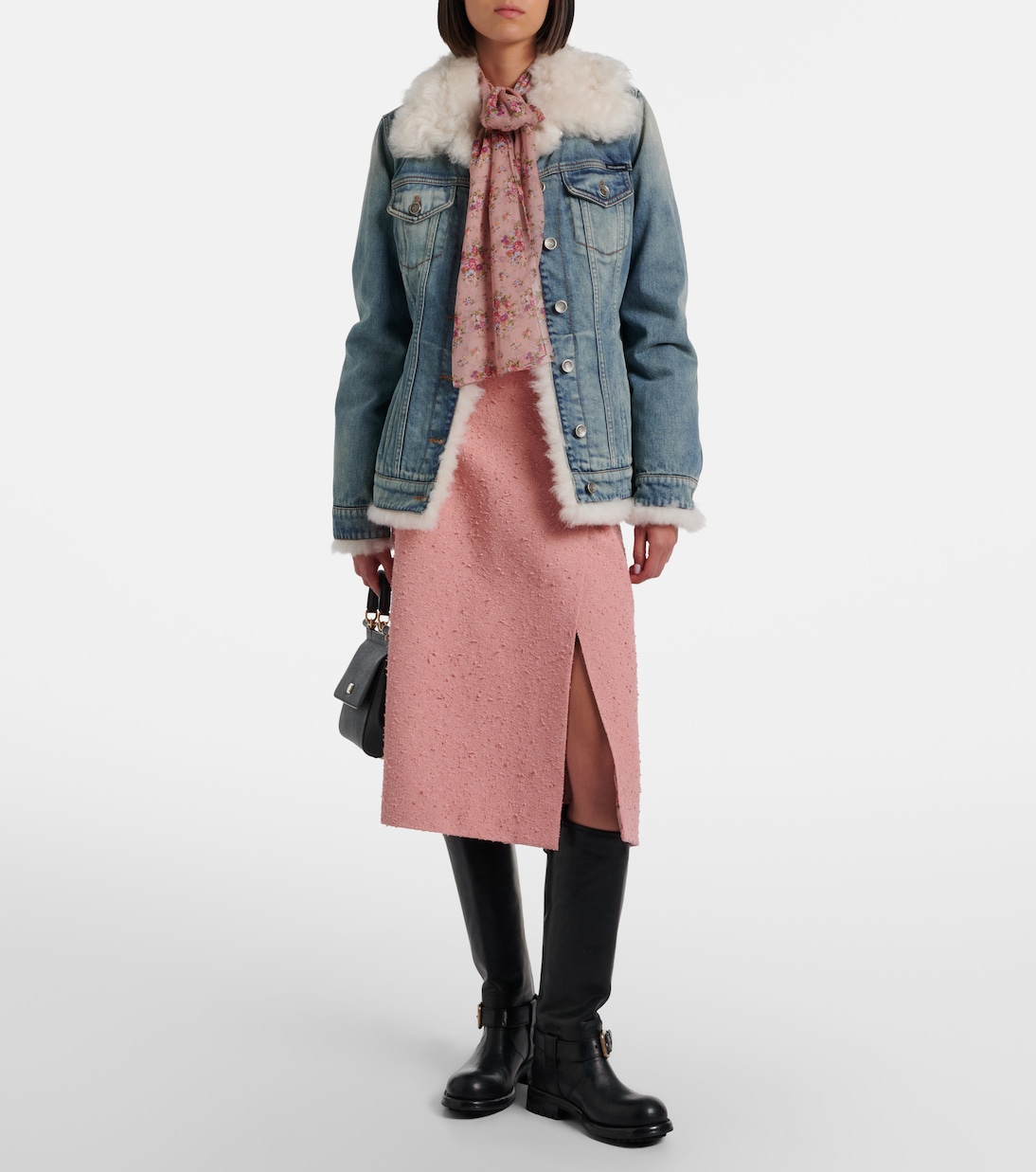 Shearling-trimmed denim jacket | Dolce&Gabbana