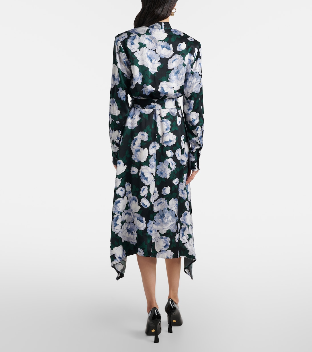 Abito midi in raso con stampa floreale | Stella McCartney