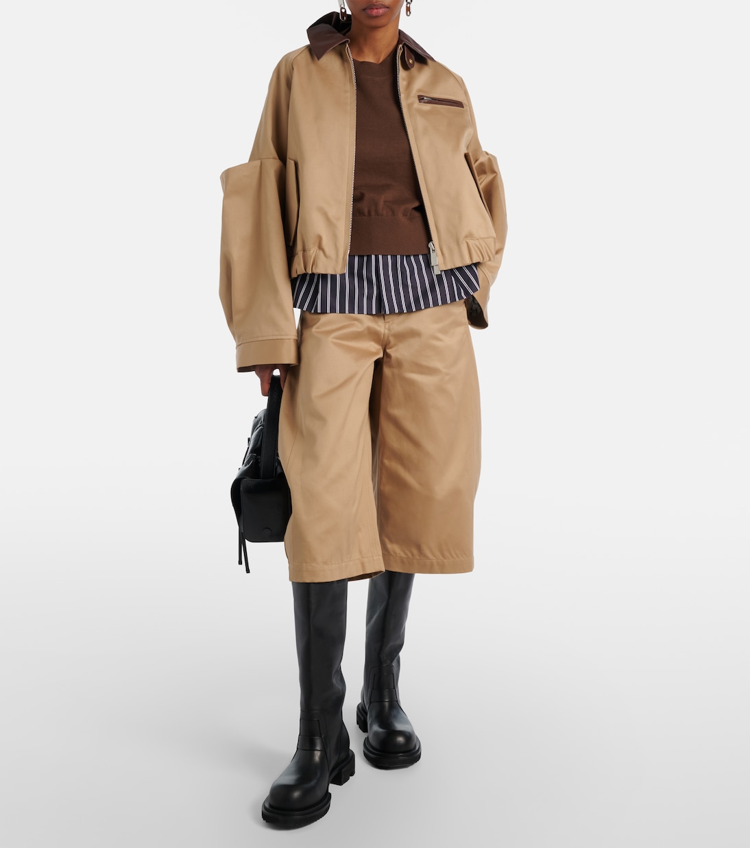 Leather-trimmed cotton blouson jacket | Sacai
