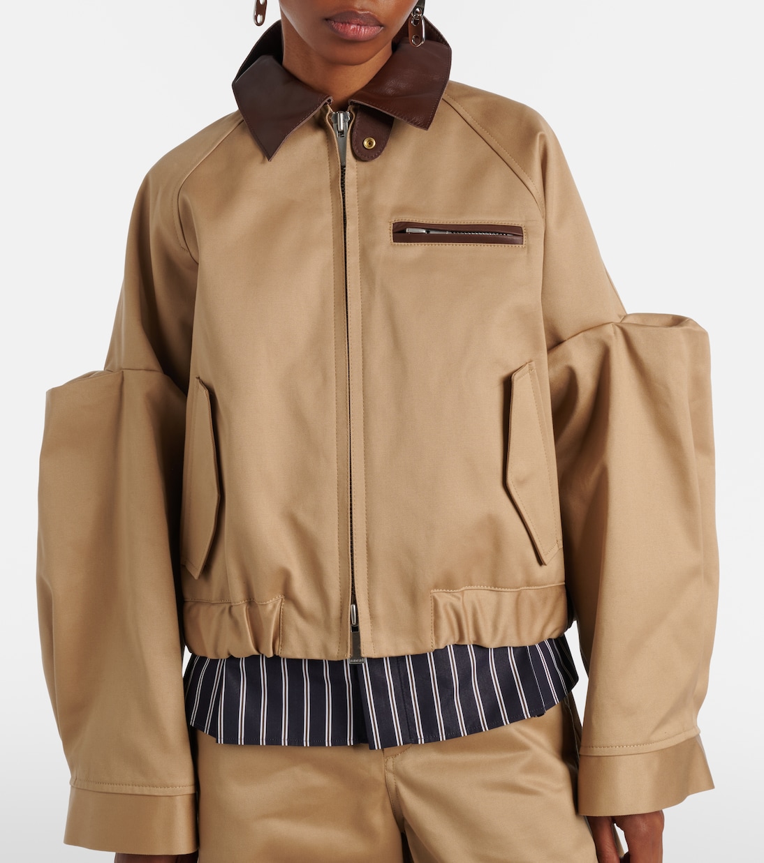 Leather-trimmed cotton blouson jacket | Sacai