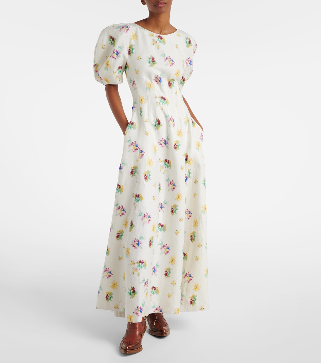 Ranya puff-sleeve linen maxi dress | Gabriela Hearst