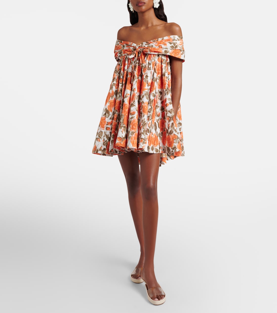 Floral pleated cotton poplin minidress | Chloé