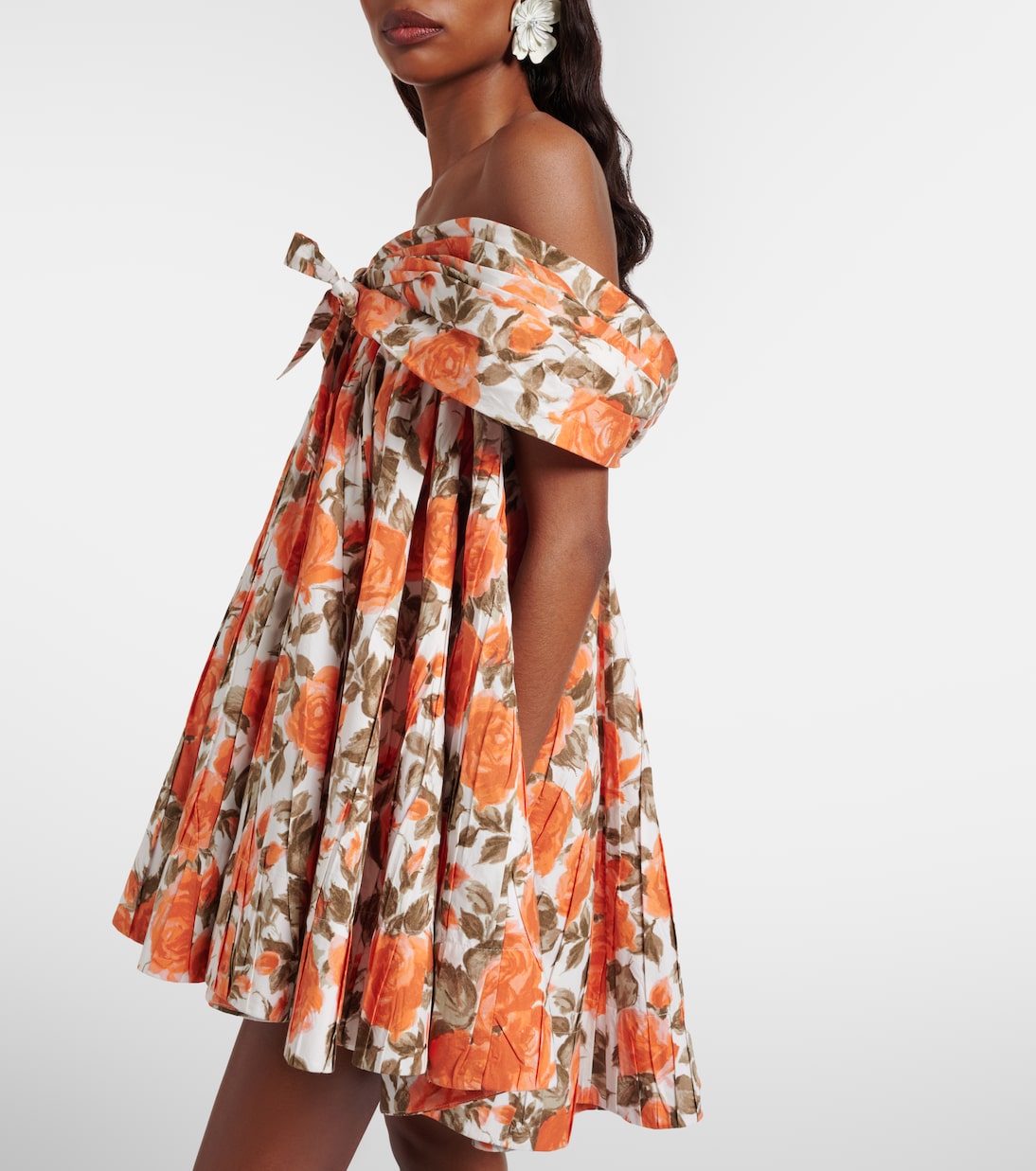 Floral pleated cotton poplin minidress | Chloé