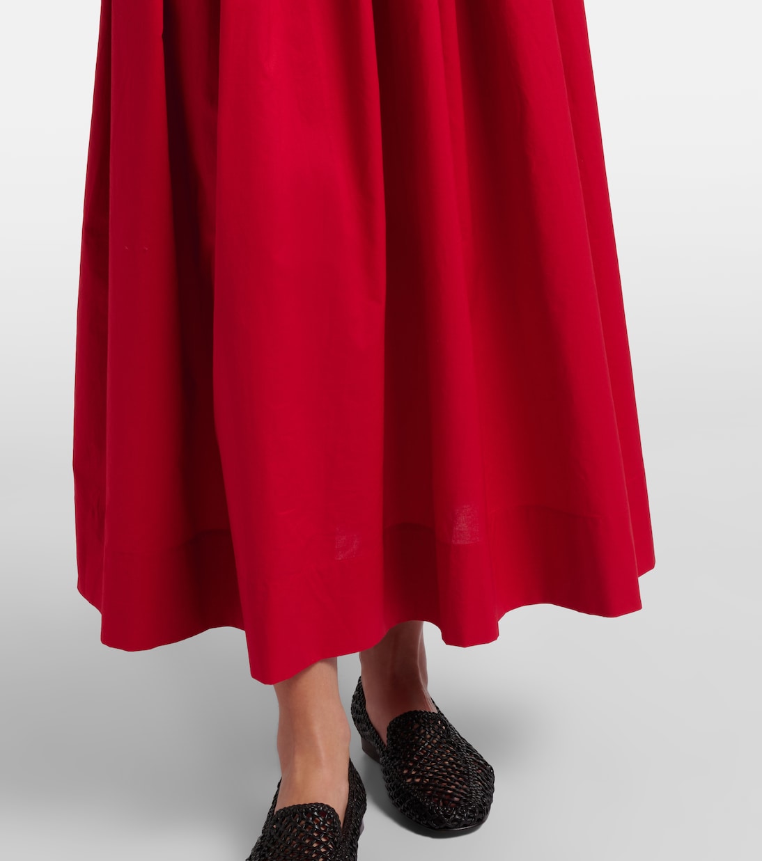 Vestido midi Clover de popelín de algodón fruncido | Dôen