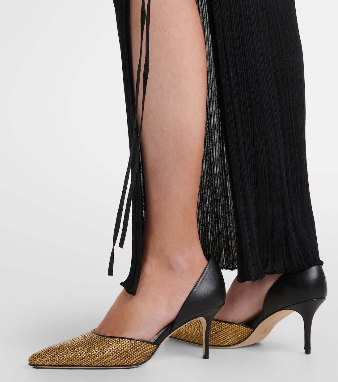 Taylerbinu leather-trimmed woven pumps | Manolo Blahnik