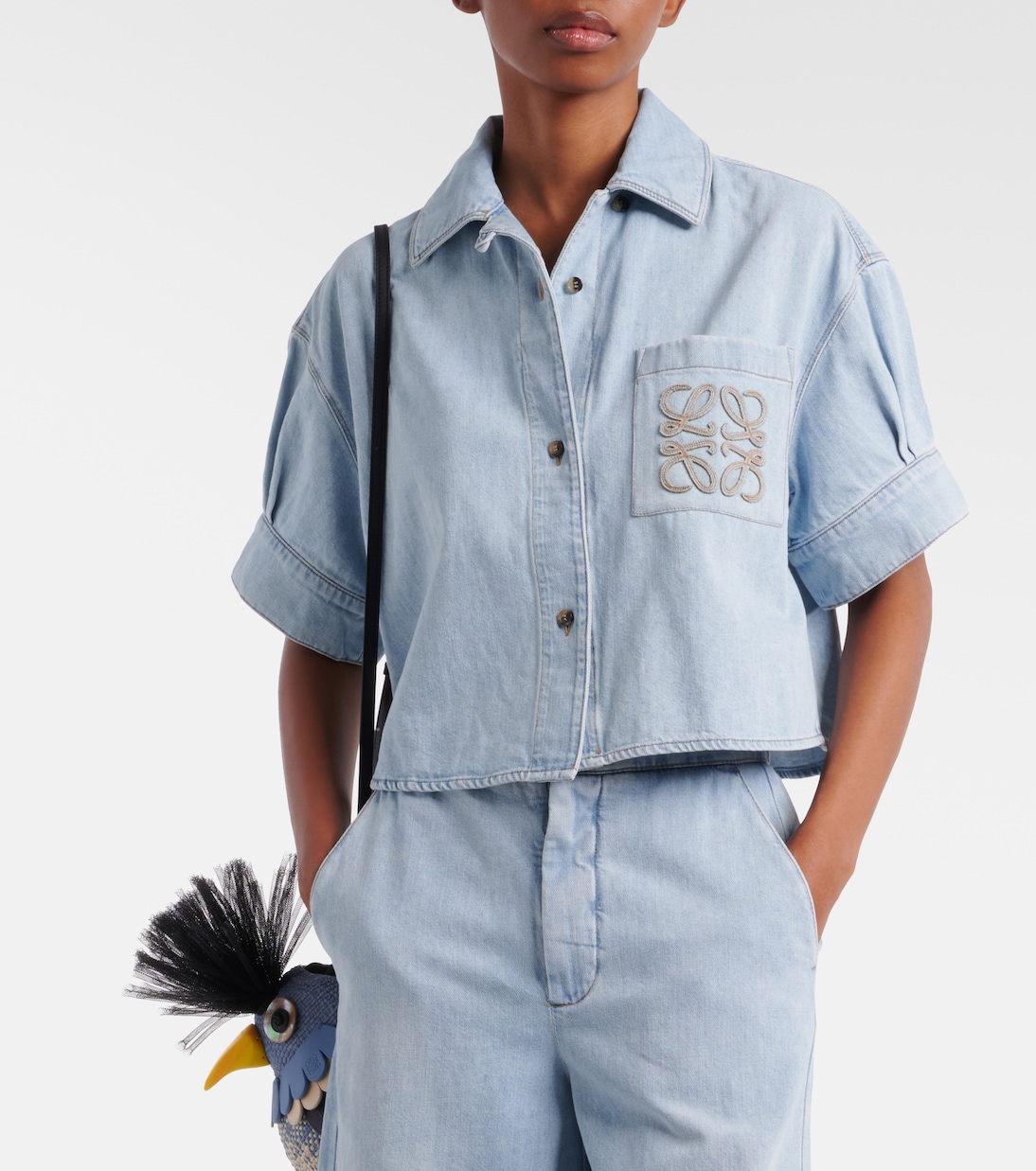 Paula's Ibiza Anagram cropped denim shirt | Loewe