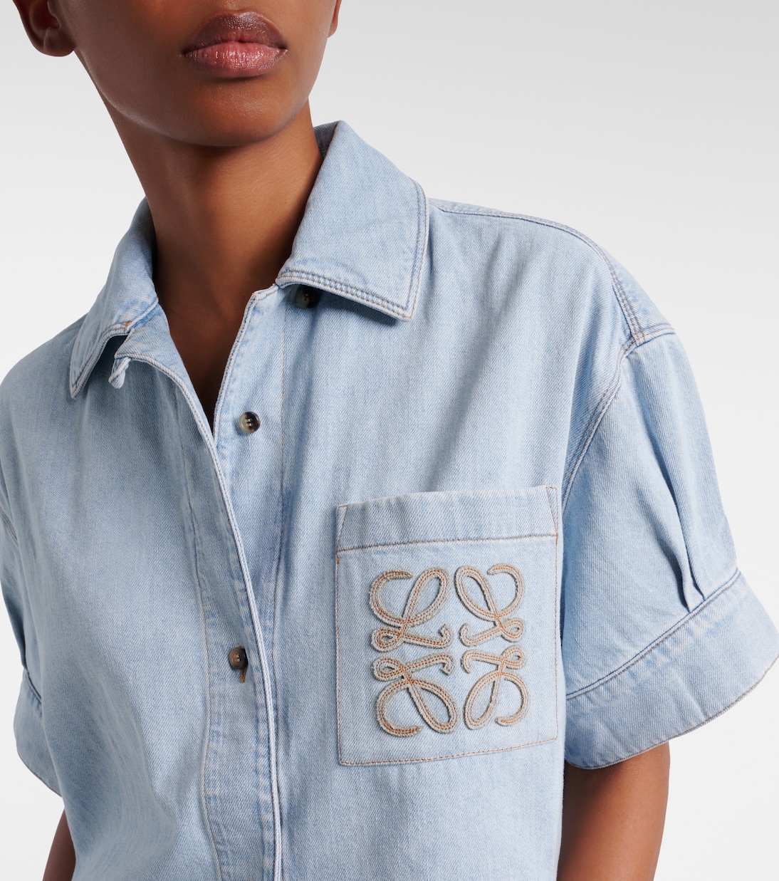 Paula's Ibiza Anagram cropped denim shirt | Loewe