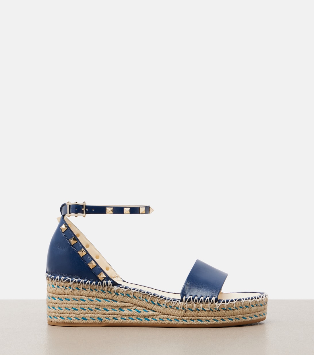Alpargatas con cuña Rockstud Double de piel | Valentino Garavani