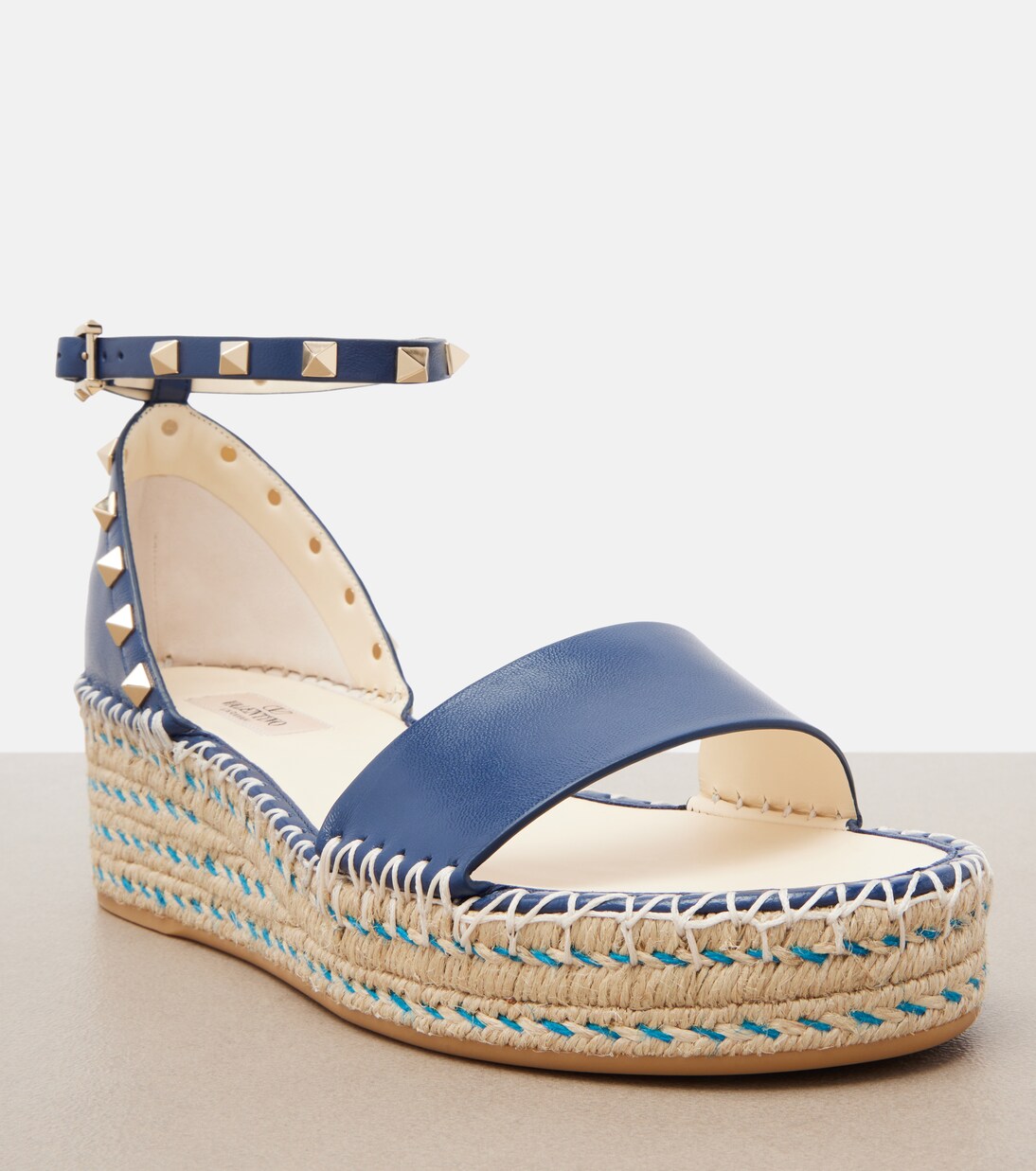 Alpargatas con cuña Rockstud Double de piel | Valentino Garavani