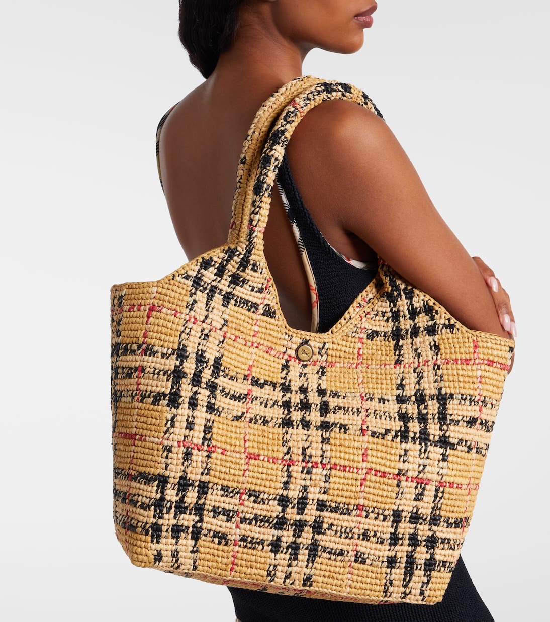 Burberry Check Large raffia tote bag | Burberry