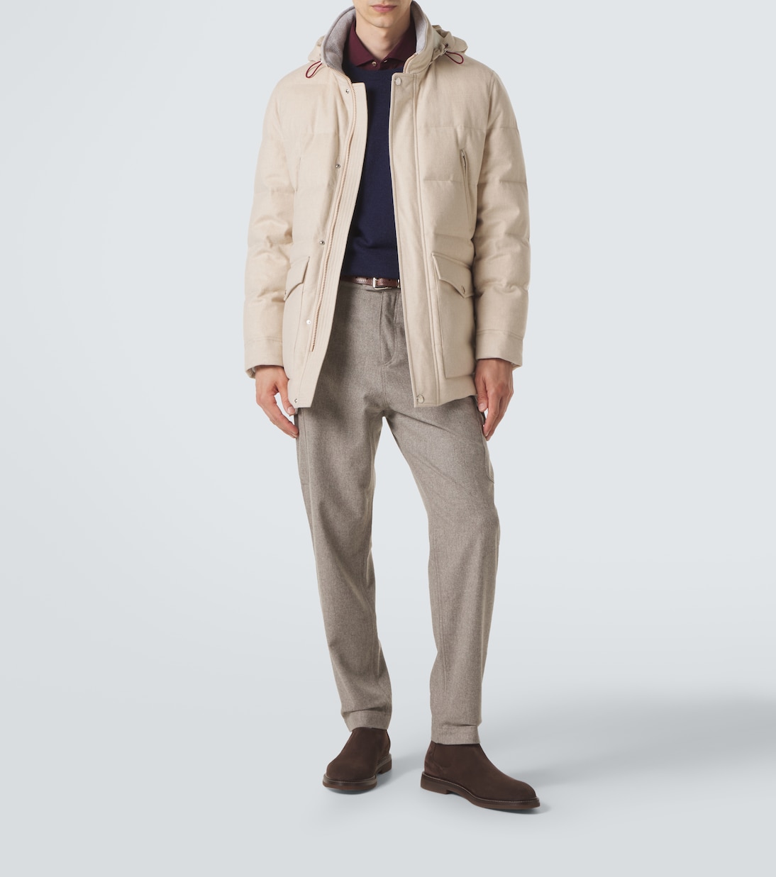 Wool flannel down parka | Brunello Cucinelli