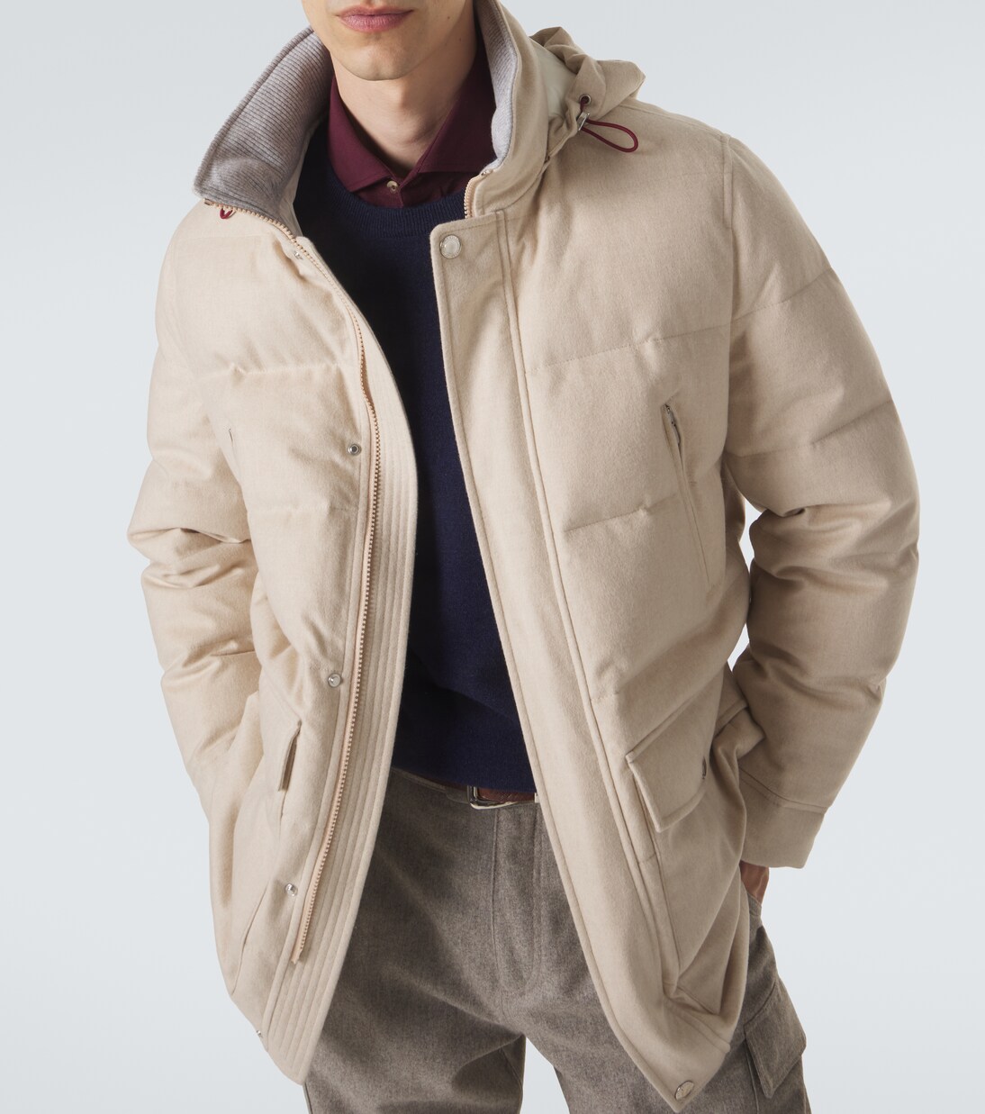 Wool flannel down parka | Brunello Cucinelli