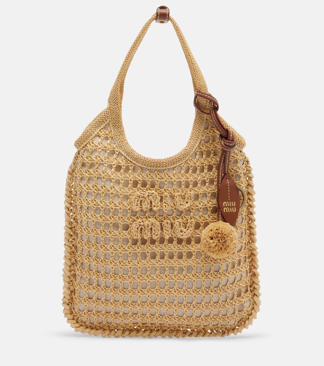 Ivy crochet raffia shoulder bag | Miu Miu