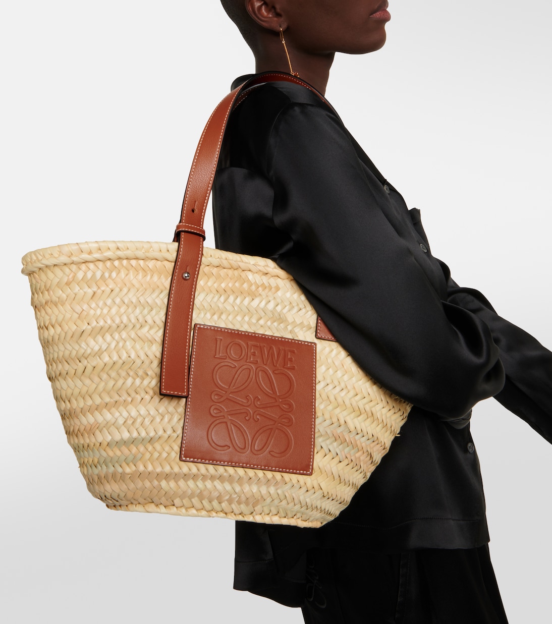 Shopper Medium in foglie di palma e pelle | Loewe