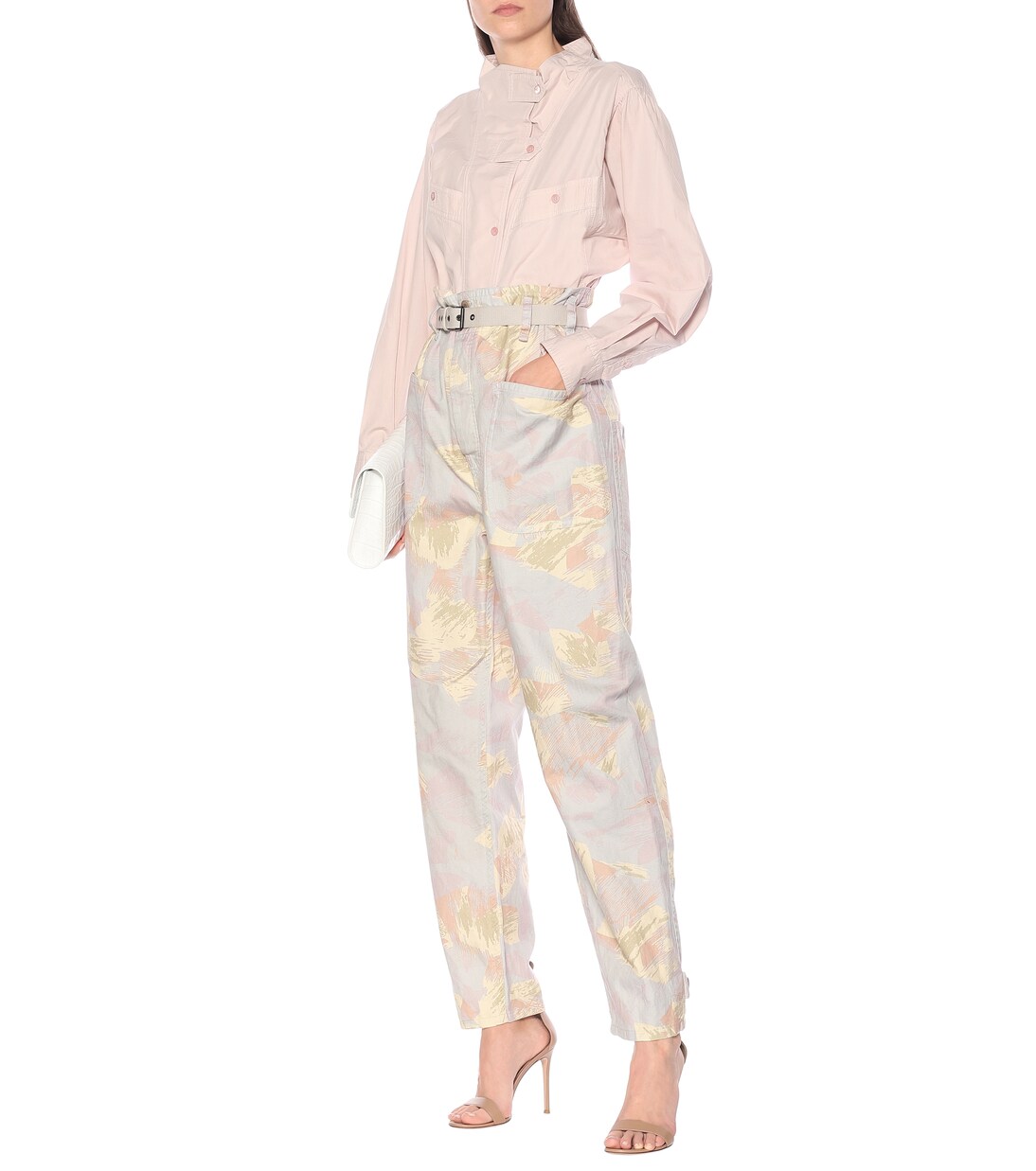 Pantalon paper bag Rinny à taille haute en coton et lin | Marant Etoile