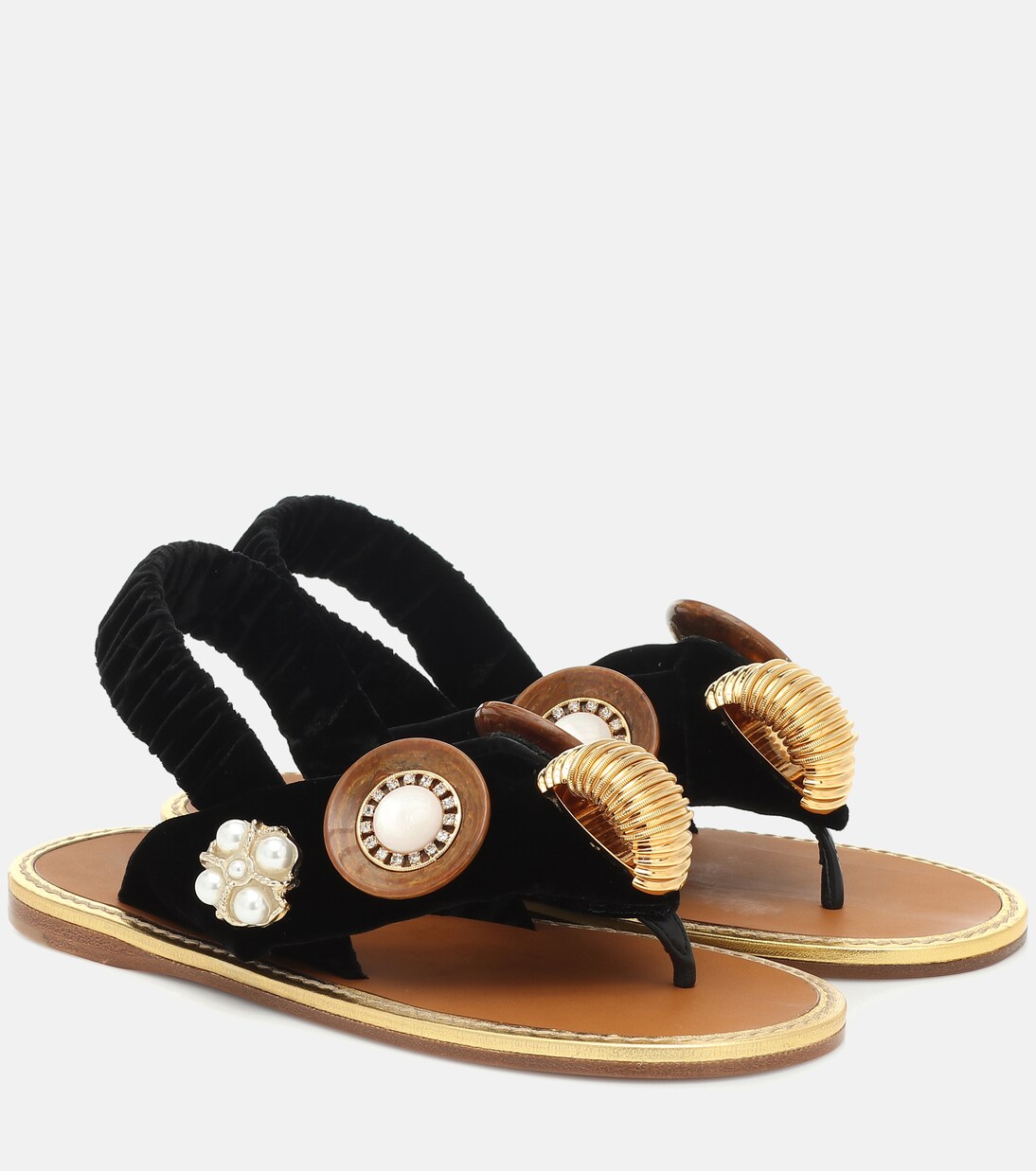 Embellished cotton thong sandals | Miu Miu