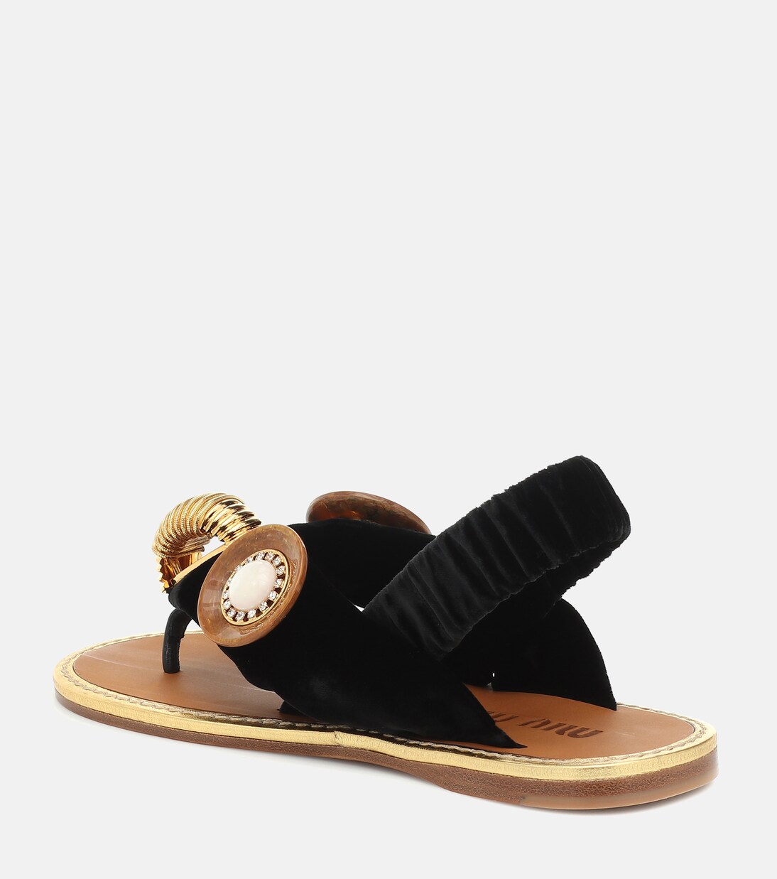 Embellished cotton thong sandals | Miu Miu