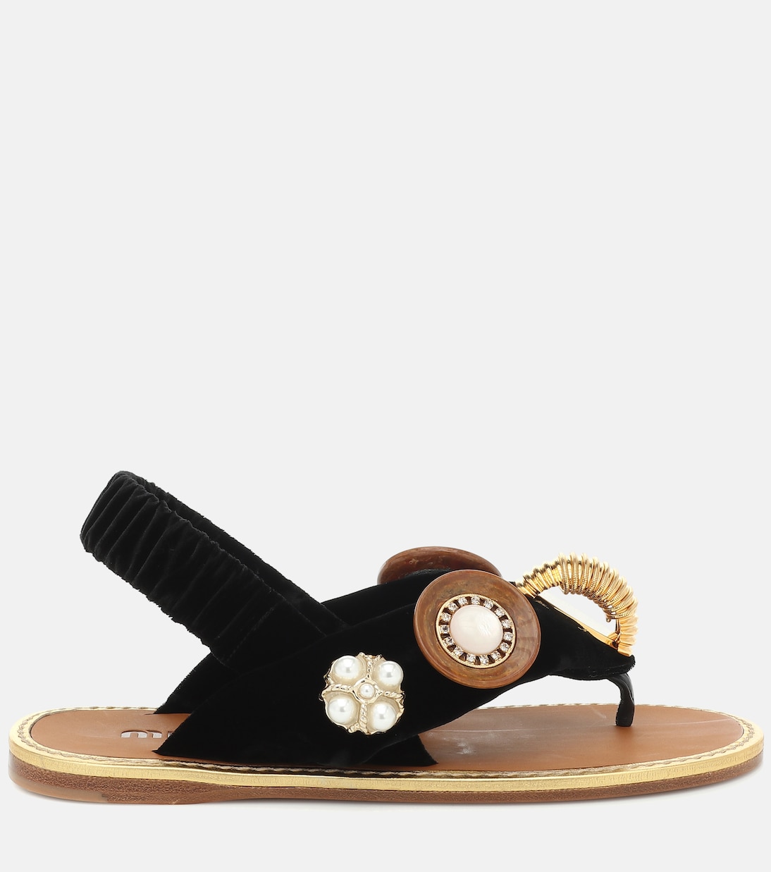 Embellished cotton thong sandals | Miu Miu