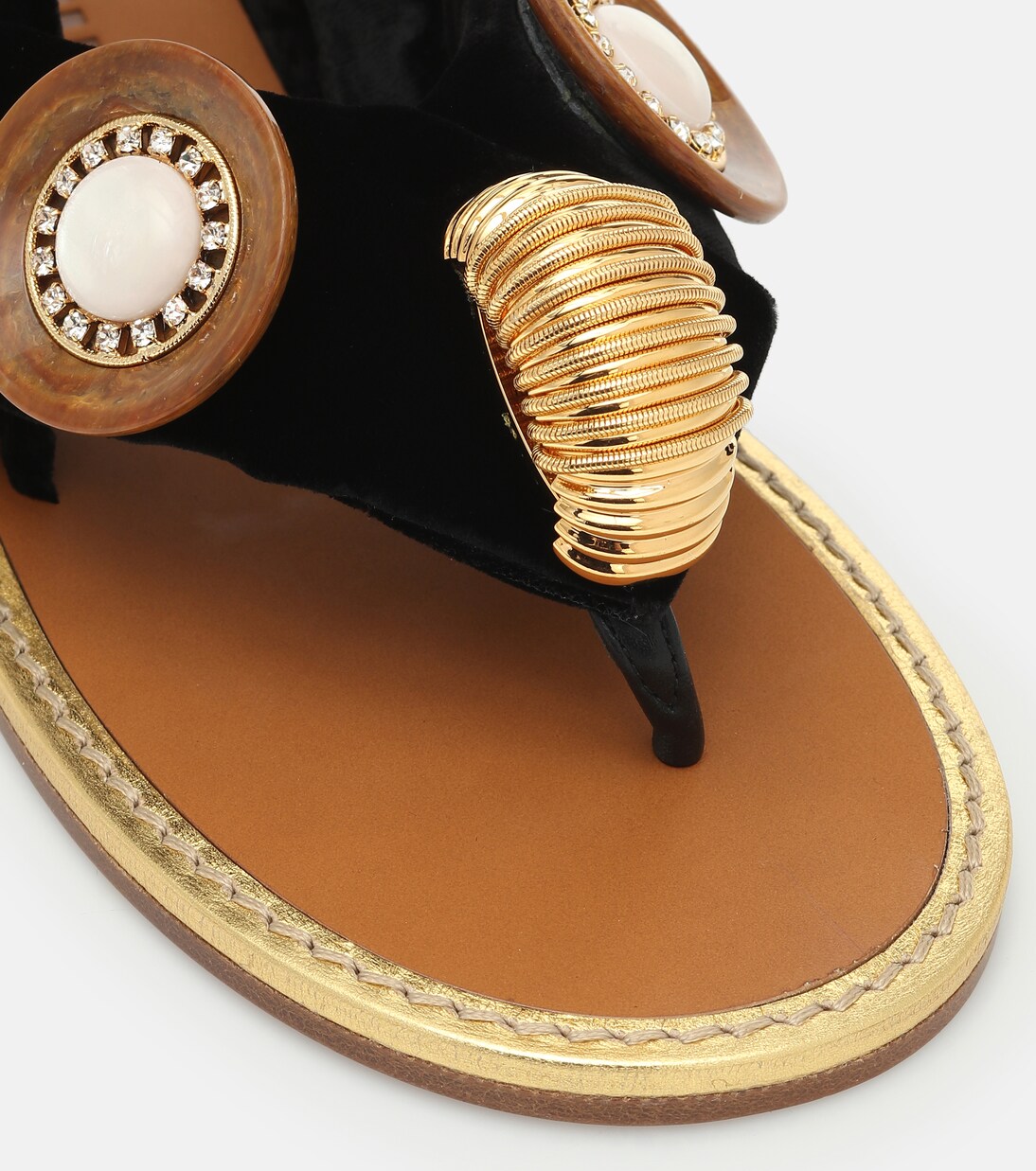 Embellished cotton thong sandals | Miu Miu