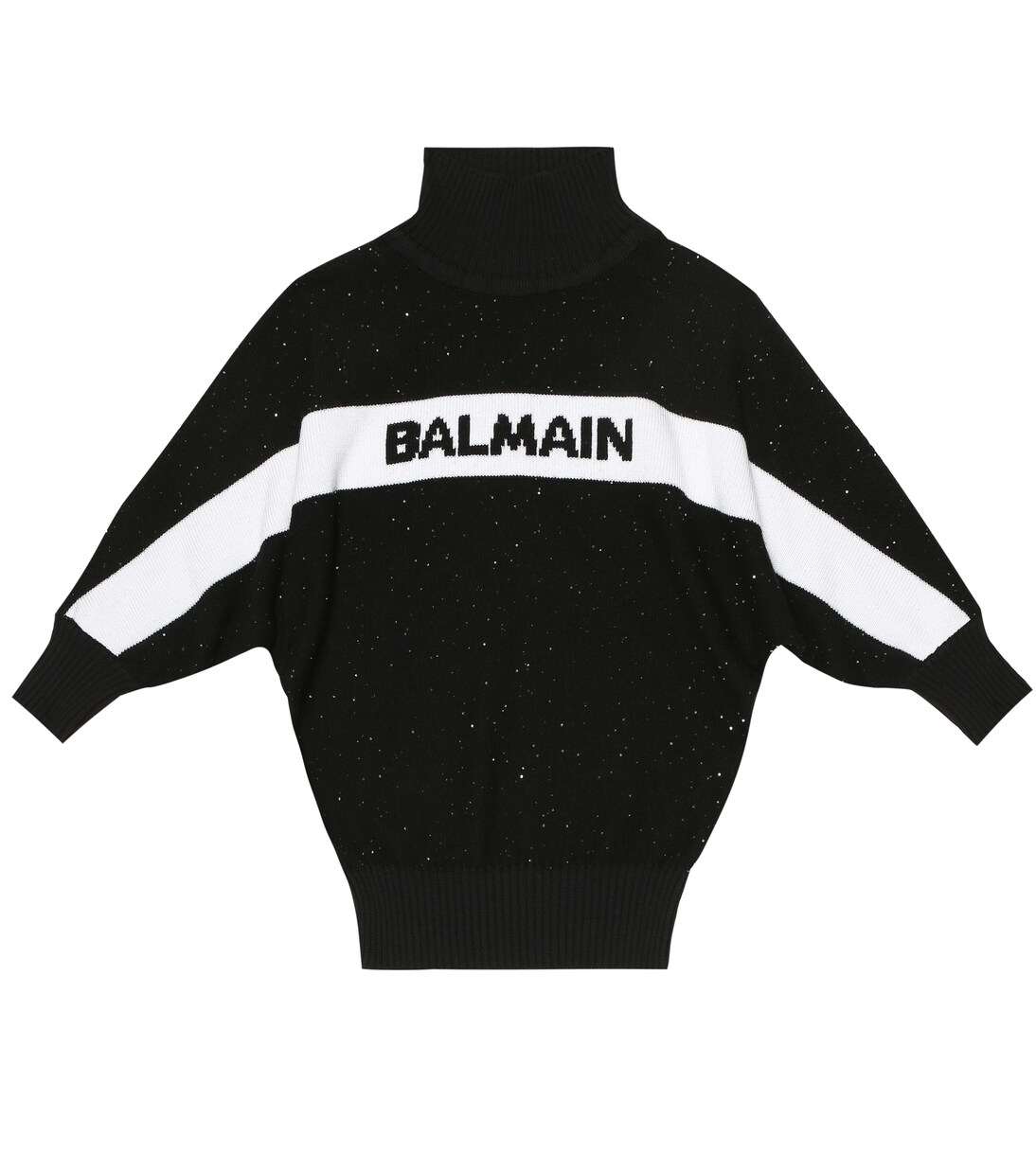 Robe en laine mélangée à sequins et logo | Balmain Kids