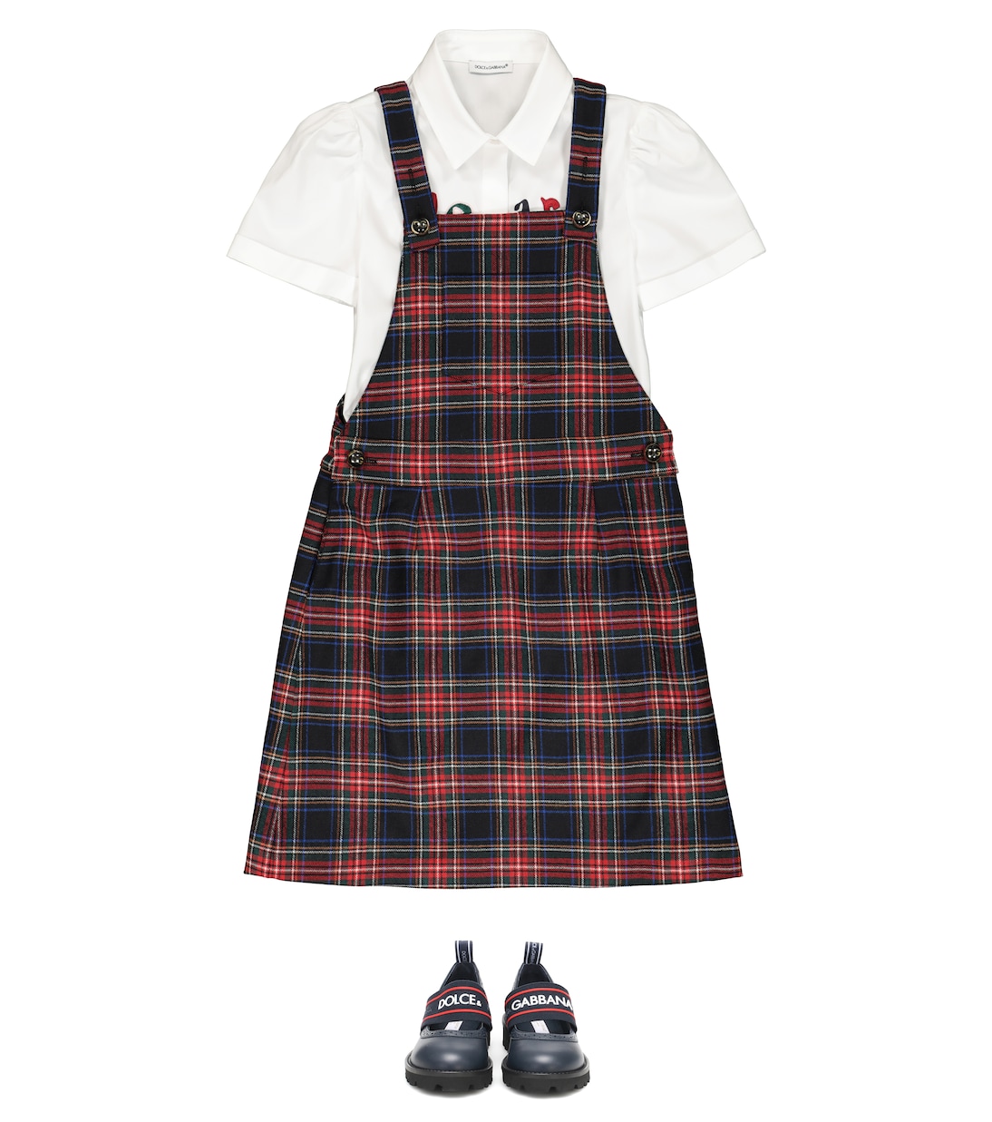 Checked stretch wool-blend dress | Dolce&Gabbana Kids