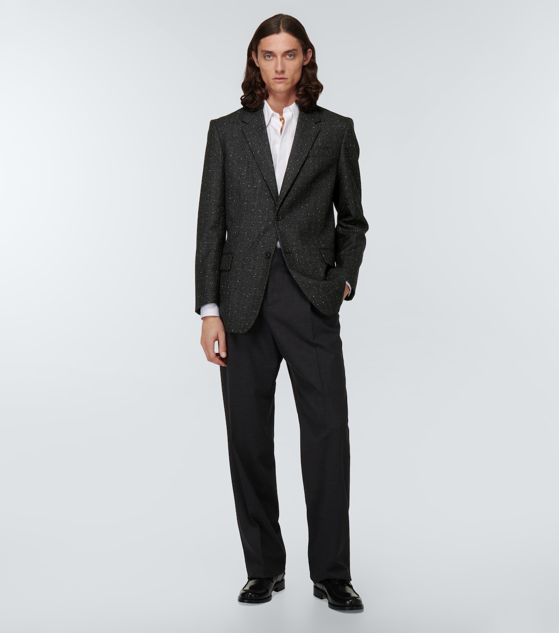 Single-breasted wool tweed blazer | Versace